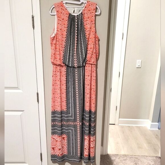 London Style Print maxi dress size 14 - Picture 1 of 10